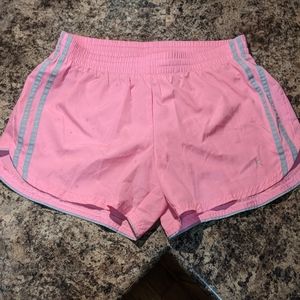Hot Pink Gray Striped Gym Shorts